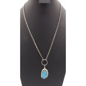 Chaco Canyon Turquoise Sterling Silver R.B.925  Designer Gregg P. necklace 25 in